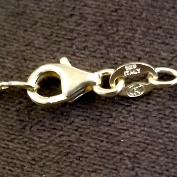 GOLD PLATED 23" .925 STERLING SILVER NECKLACE W/ PAVE CRYSTAL BALL - ITALY - Picture 3 of 4